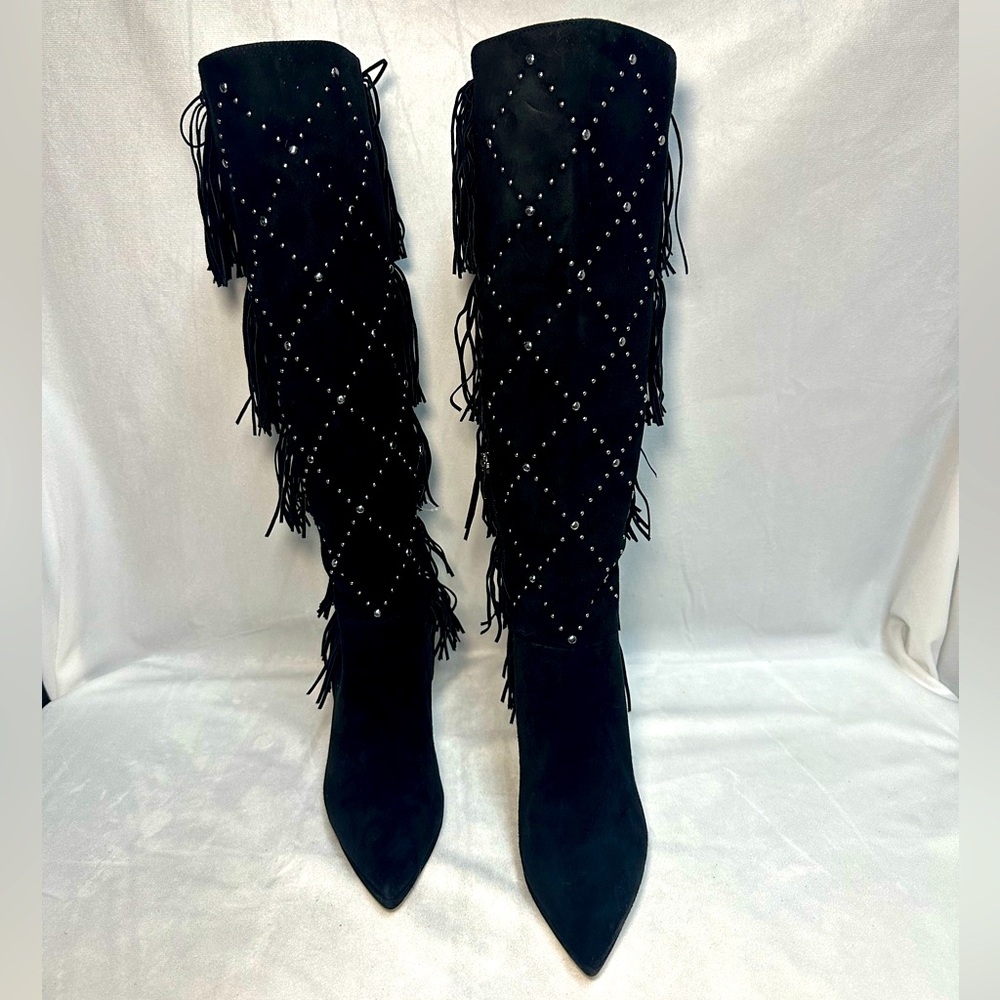 Vince Camuto Women's Panaryaz Fringe Embellished Knee High Boot Fashion New